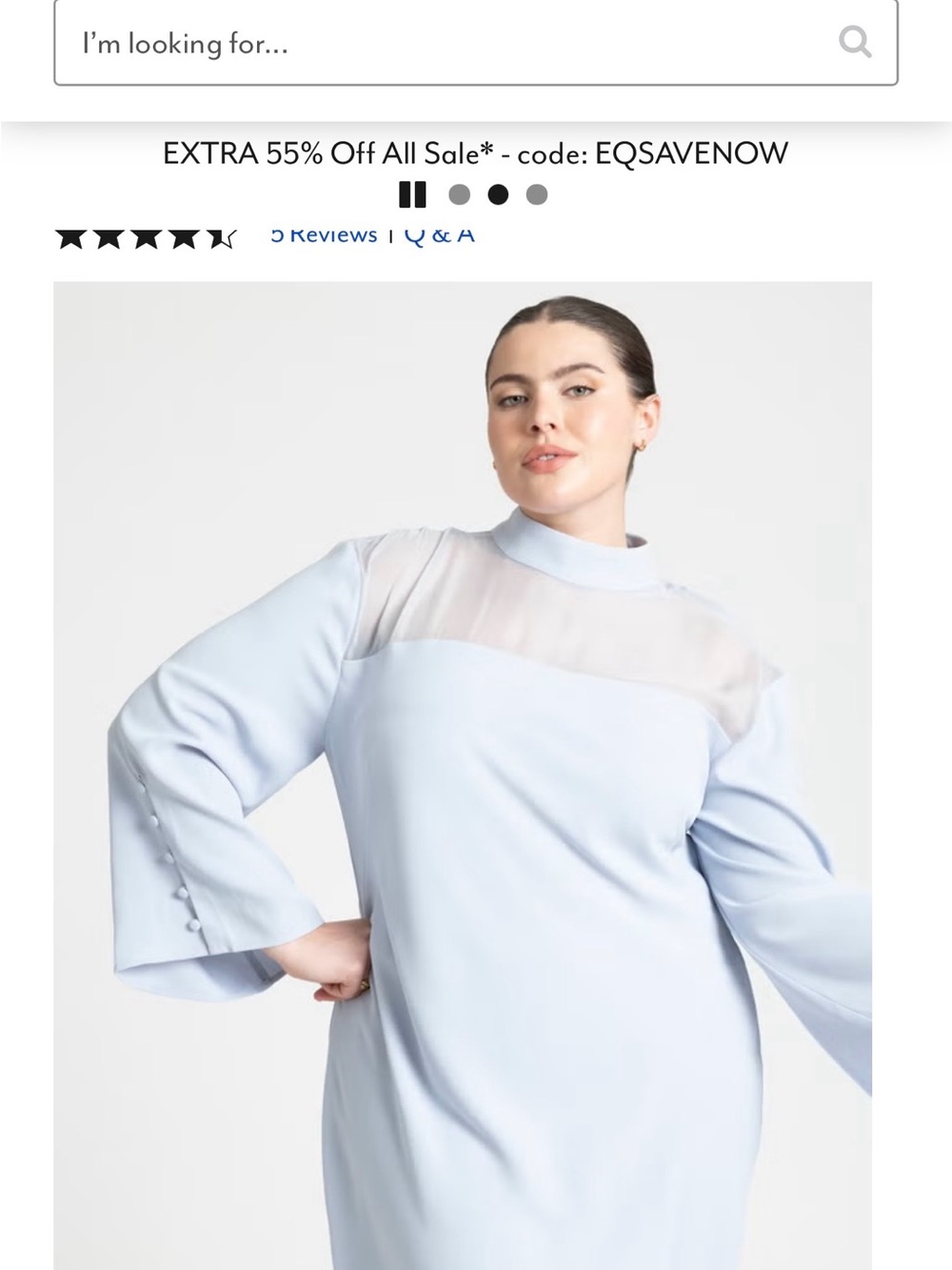 Eloquii Powder Blue Long Sleeve A-Line Dress with Covered Buttons Sz 14 - Picture 7 of 8